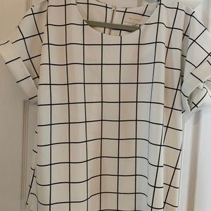 Cap sleeve windowpane top M